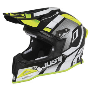 Just1 J-12 Pro Vector Zwart/Wit/Fluor Geel/Carbon crosshelm Maat M ( 58-59 cm omtrek )